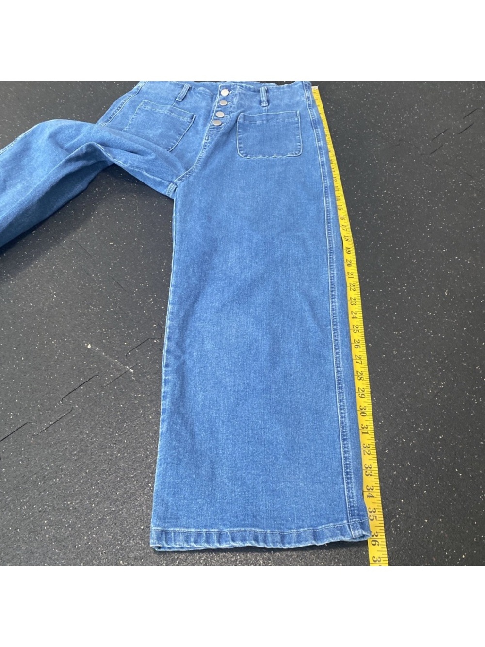 High-Waist Wide Leg Women’s Jeans Denim Retro Button design - Picture 10 of 14